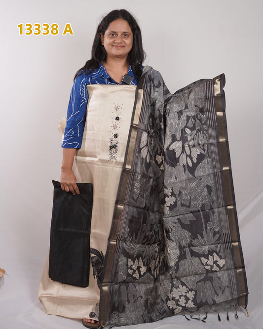 Semi Tussar Unstitched Salwar suits 13338