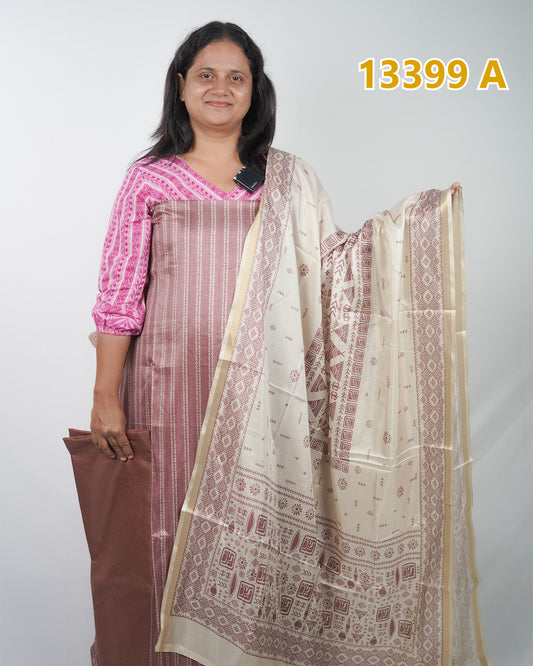 Semi Tussar Unstitched Salwar Suits 13399