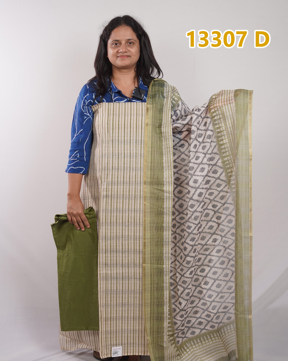 Slub Chandheri Unstitched Salwar Suits 13307