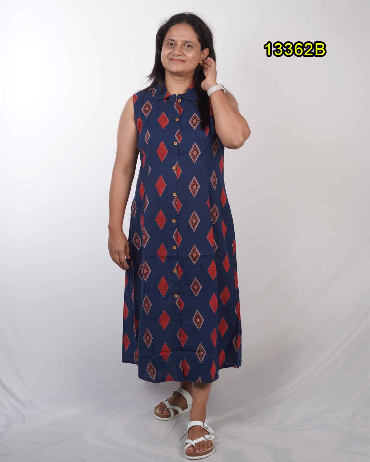 Flax Cotton Frock Kurthis  (Code: 13362)