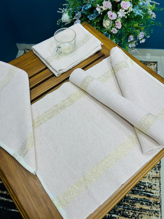 Table Mats Cream with Golden (1 Pc Rs 40, 6 pcs = Rs 180)