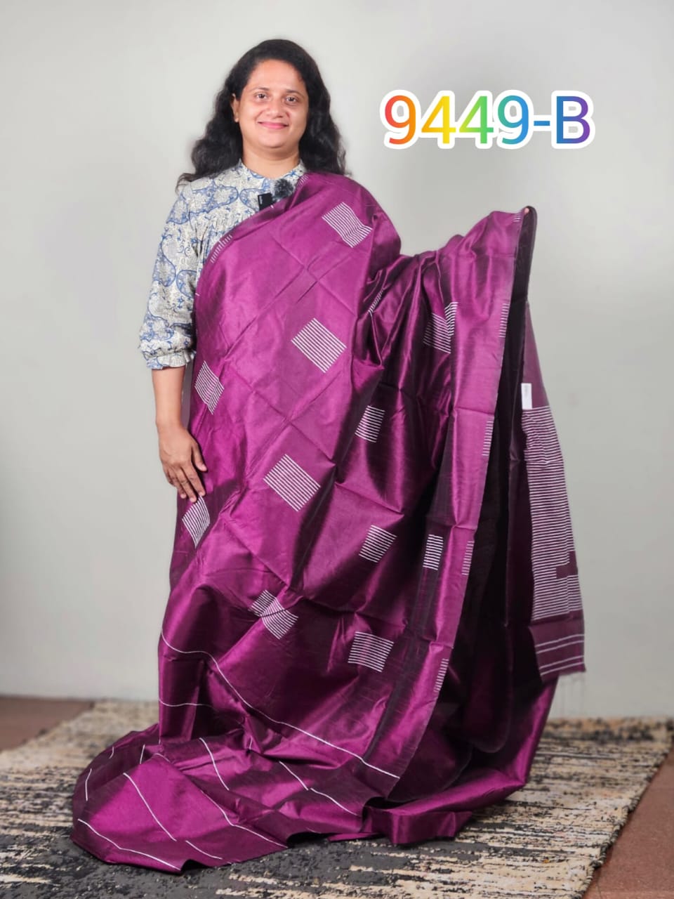 Litchi silk sarees 9449