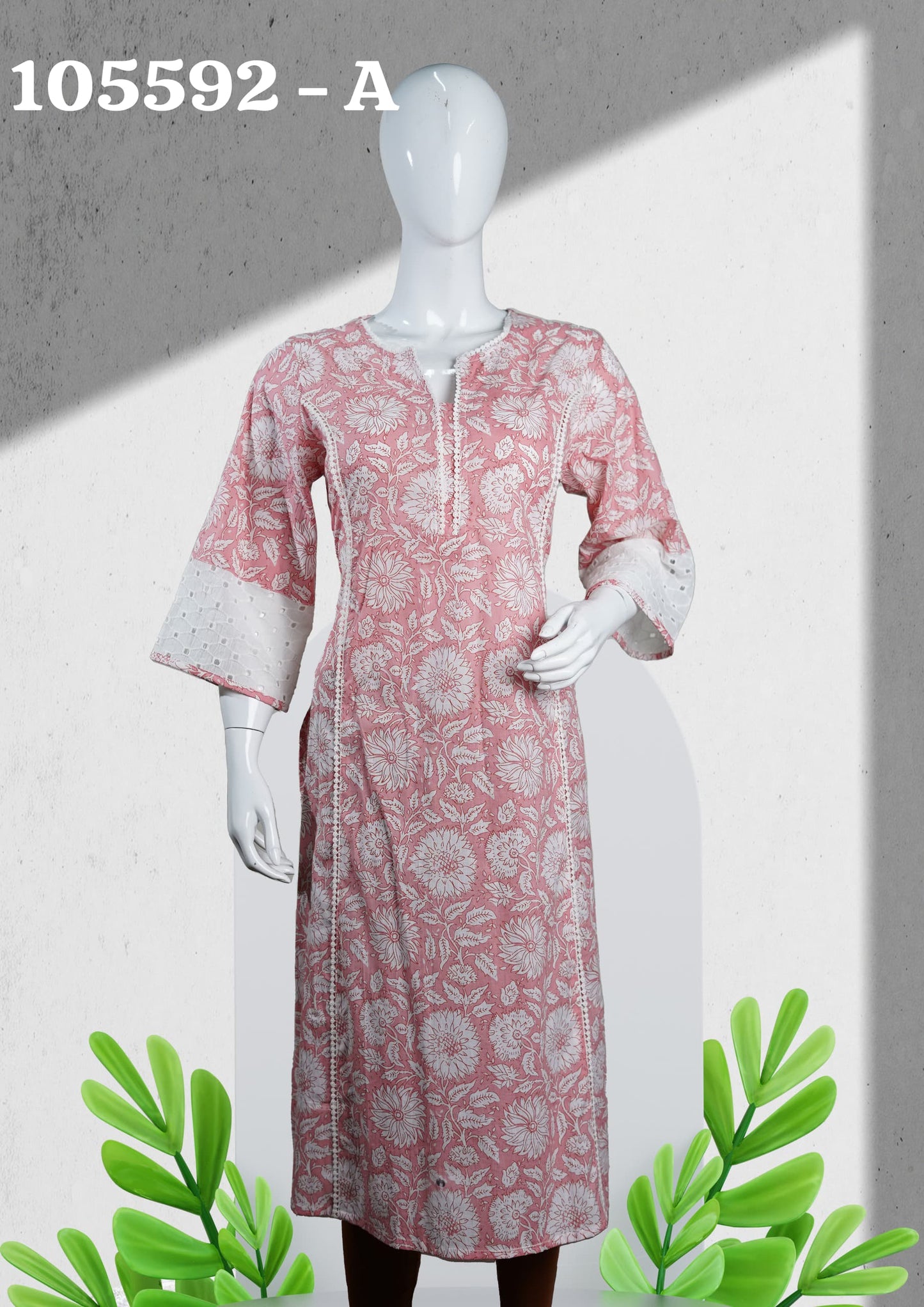 Cotton kurthi with shifli lace 105592