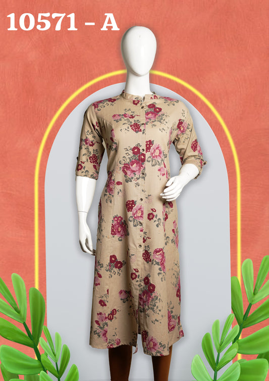 Flax Cotton Daily wear kurthi 10571