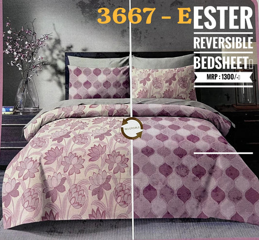 REVERSIBLE King Size Cotton Bedsheet 2.74 mtr X 2.74 mtr Code: 3667