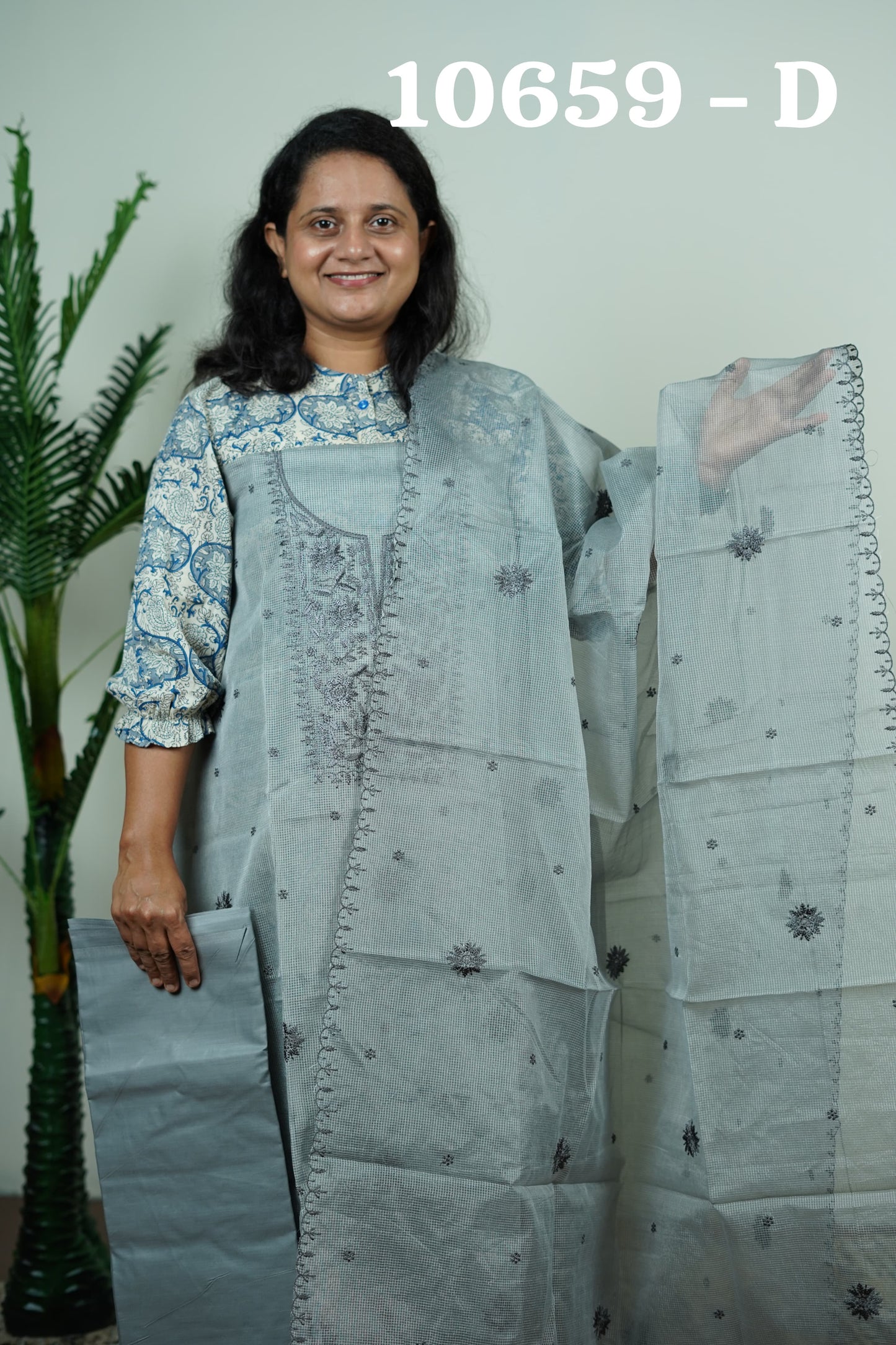 Cota Checks with Chikankari work Unstitched Salwar Suits 10659