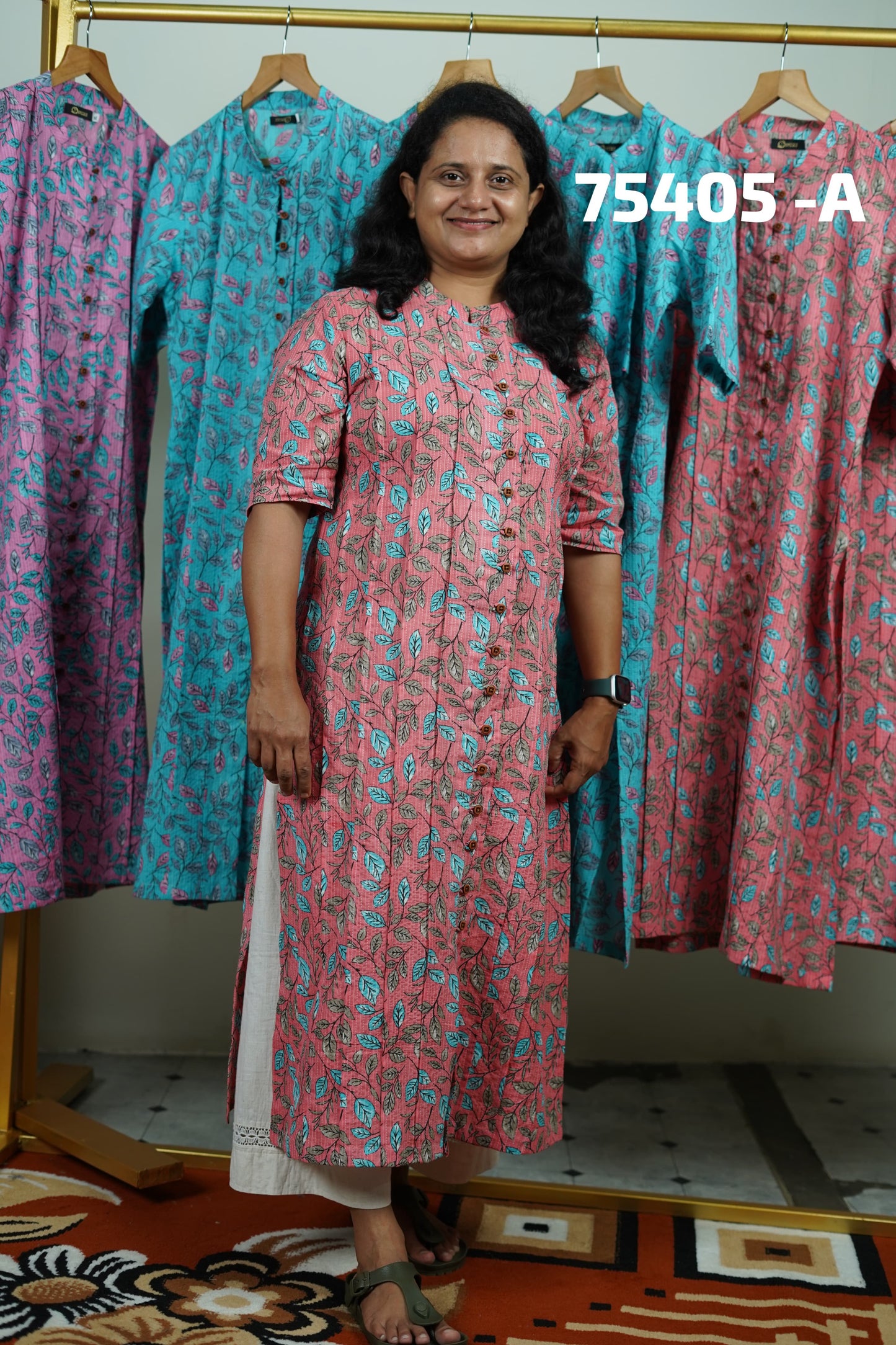 Pintuck Kantha Work kurti 75405