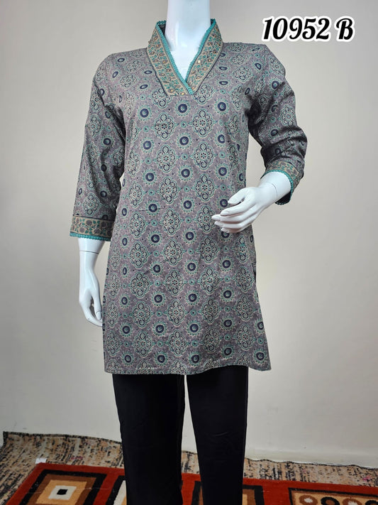 Cotton short top kurthi collections 10952