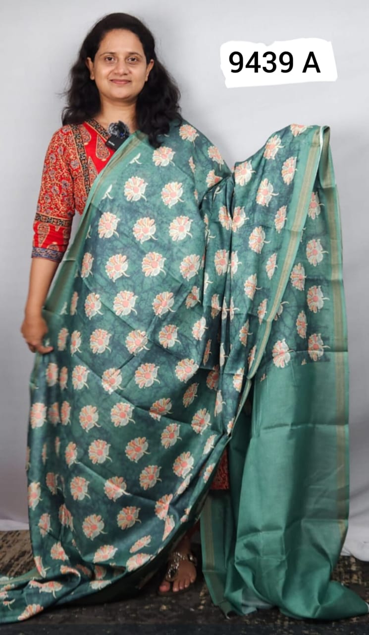 Cotton digital print Sarees 9439