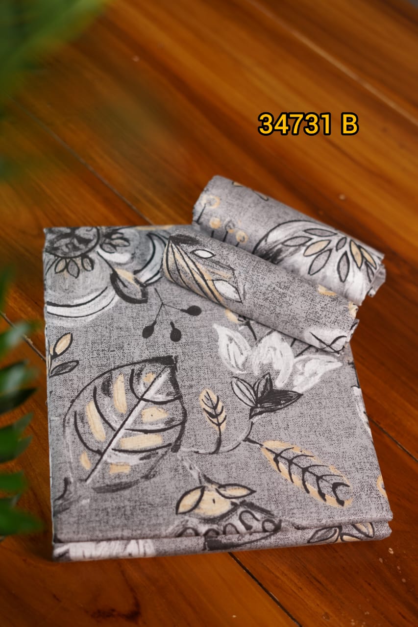 Printed Cotton King size Bedsheet 2.74 * 2.74 mtr (1+2) Code 34731