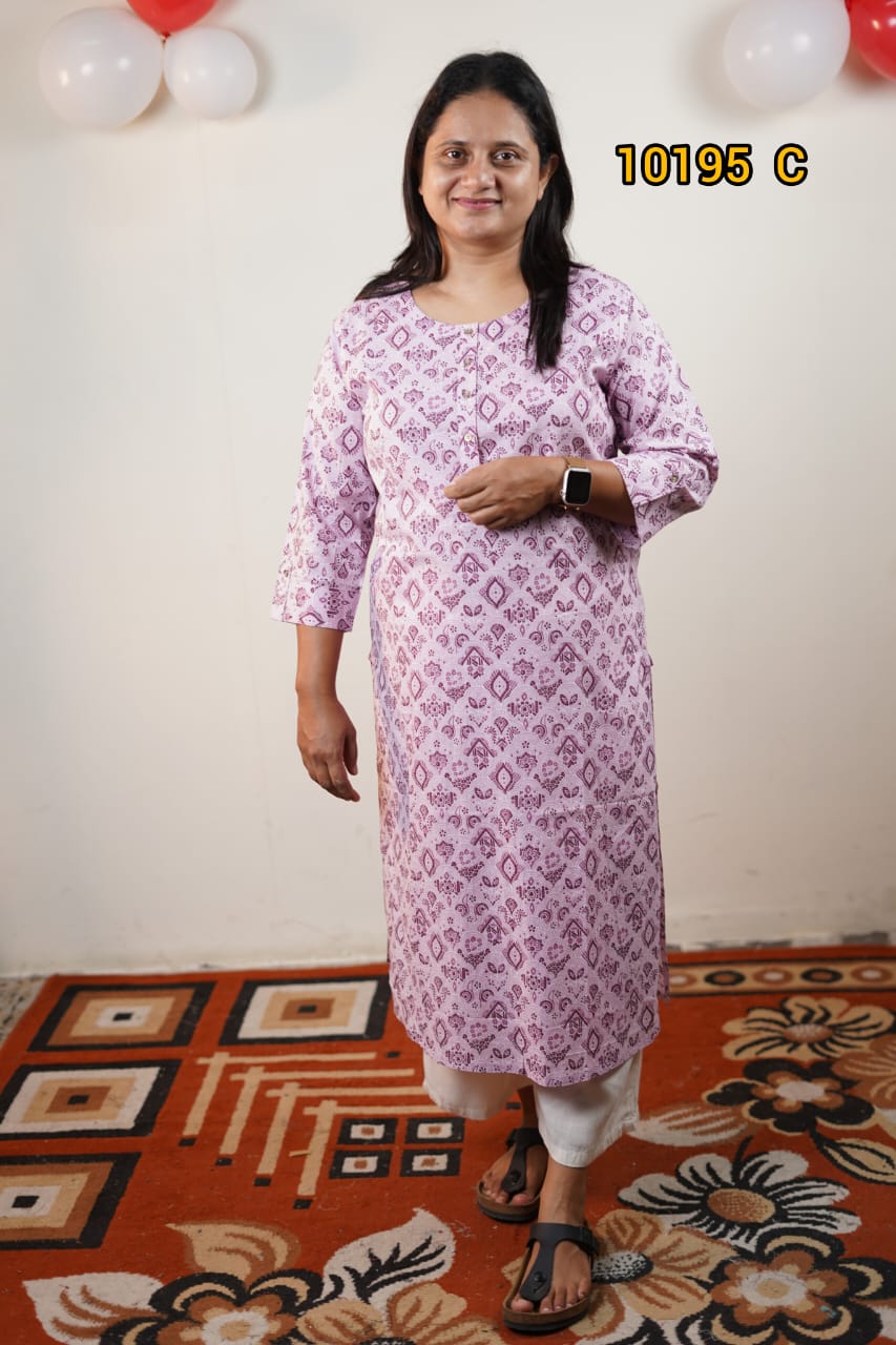 Printed cotton daily wear kurthi 10195