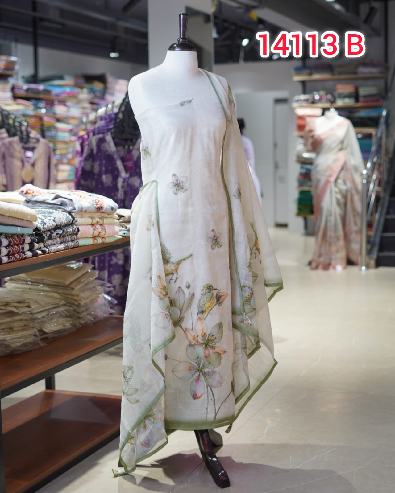 Semi Linen Embroidery Salwar Suits | Search Code 14113