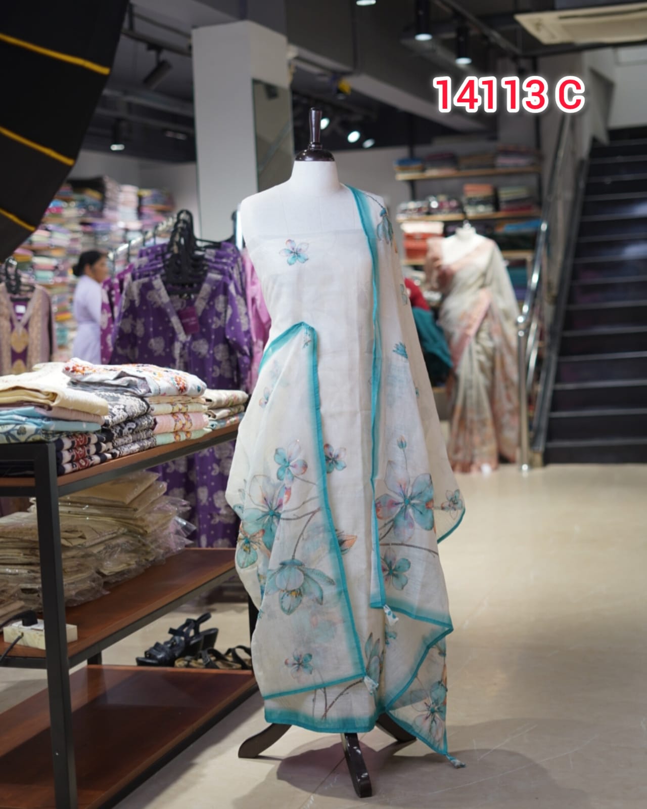 Semi Linen Embroidery Salwar Suits | Search Code 14113