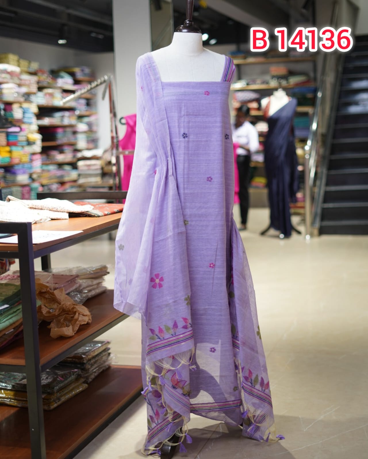 Semi Silk Jamdhani Design Unstitched Salwar Suits | Search Code 14136