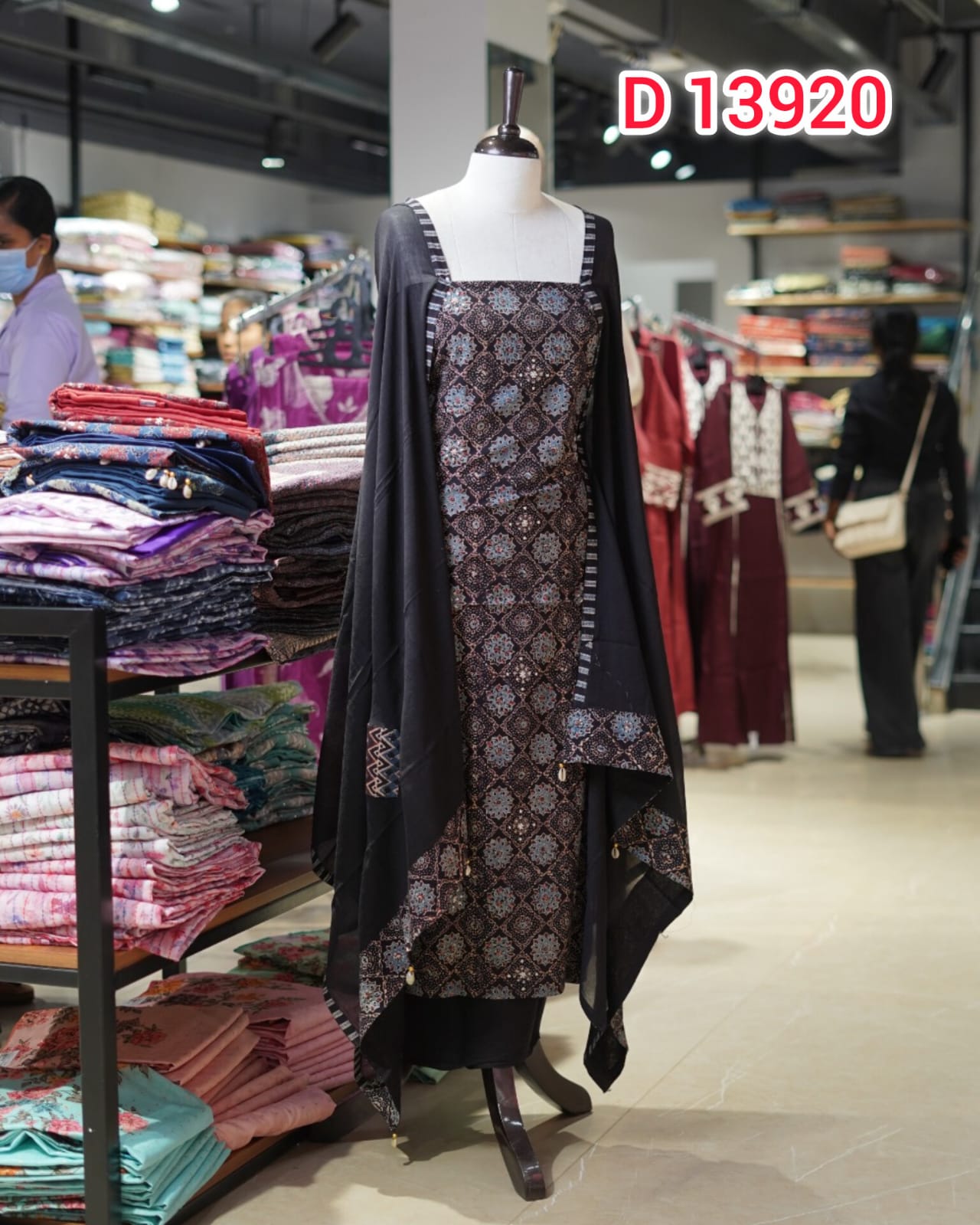 Pure Cotton Hand Block Print Unstitched Salwar Suits | Search Code 13920