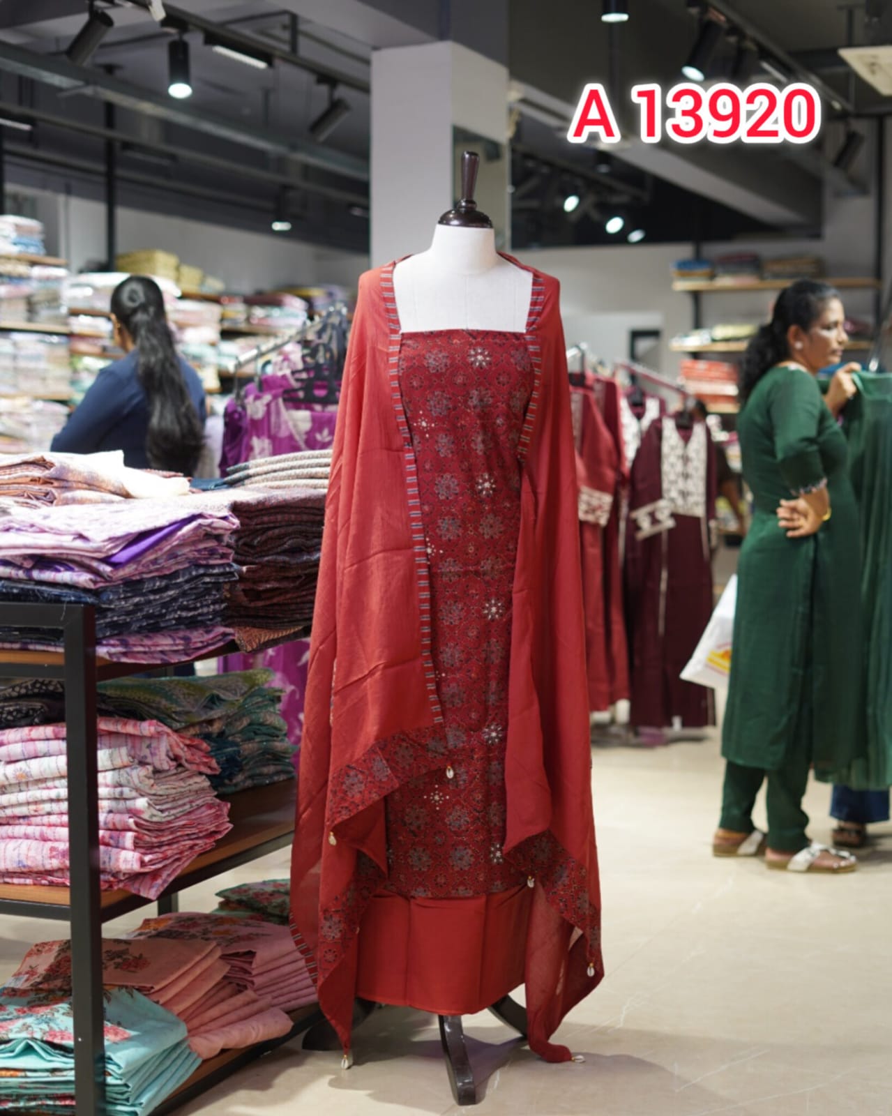 Pure Cotton Hand Block Print Unstitched Salwar Suits | Search Code 13920