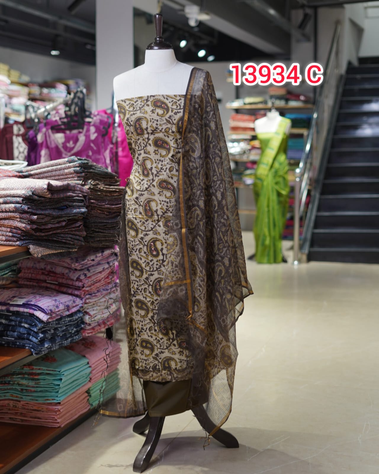 Pure Cotton Hand Block Print Unstitched Salwar Suits | Search Code 13934