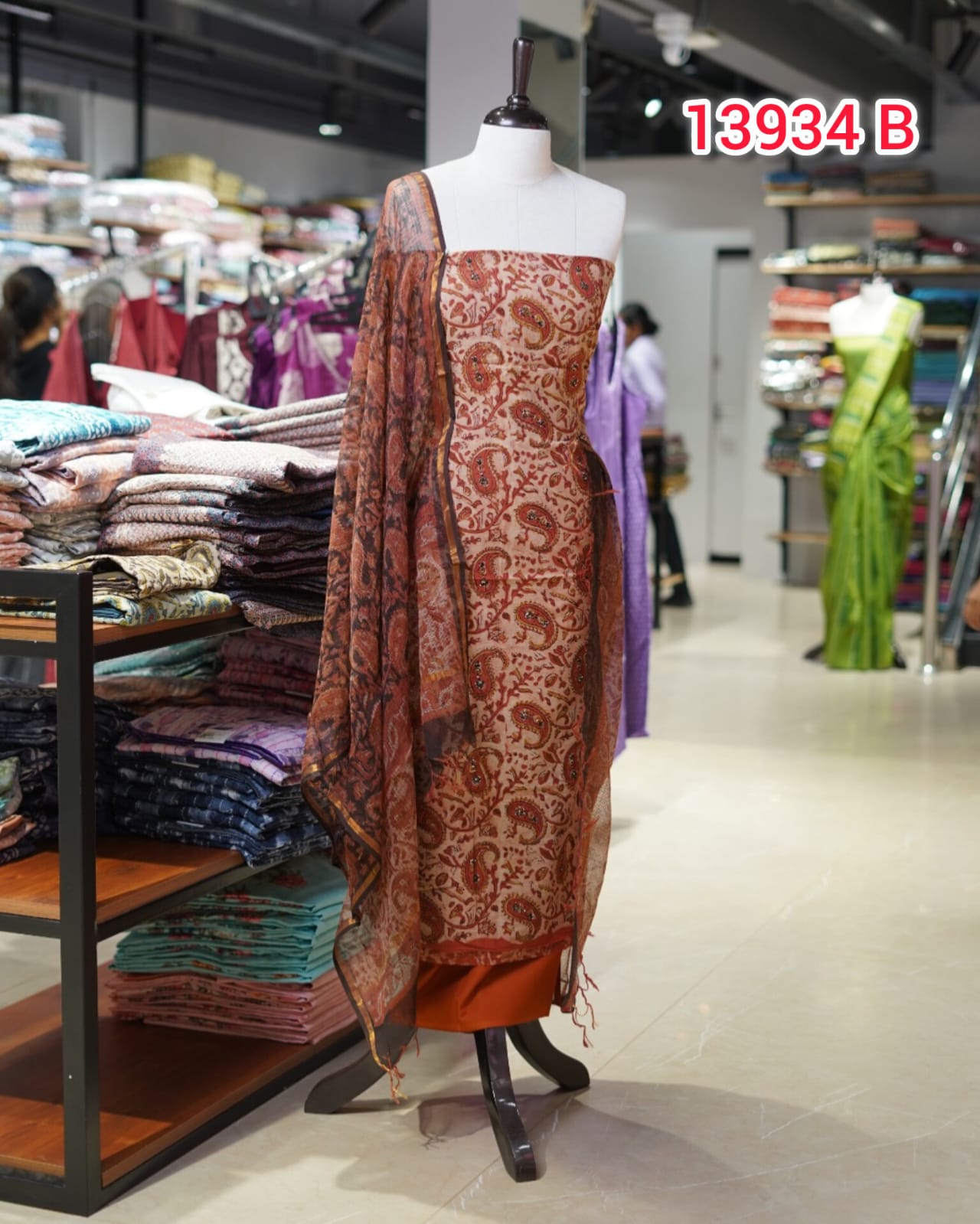 Pure Cotton Hand Block Print Unstitched Salwar Suits | Search Code 13934