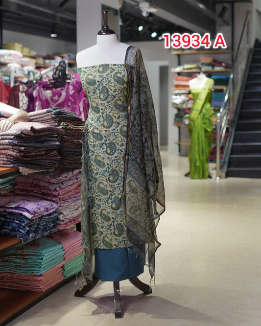 Pure Cotton Hand Block Print Unstitched Salwar Suits | Search Code 13934