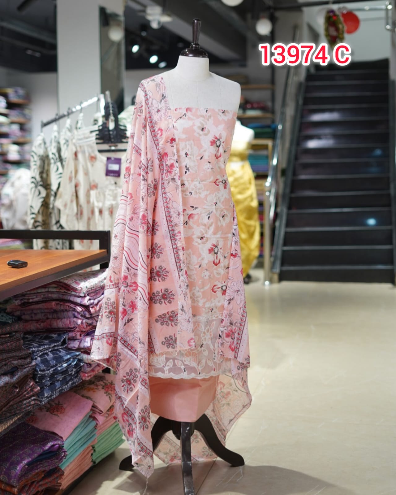 Cotton Unstitched Salwar Set   | Search Code 13974