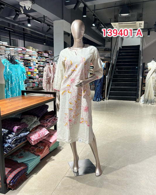 Flax Cotton printed pattern Kurthi Collections | Search Code 139401