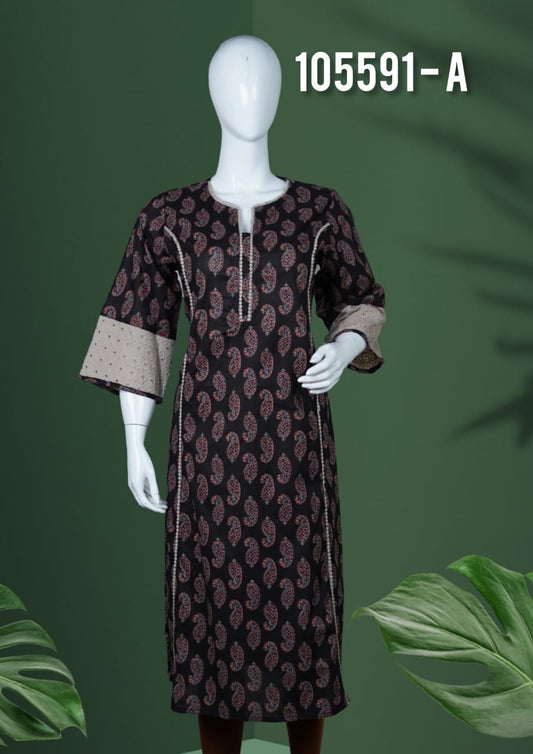 Cotton kurthi with shifli lace 105591