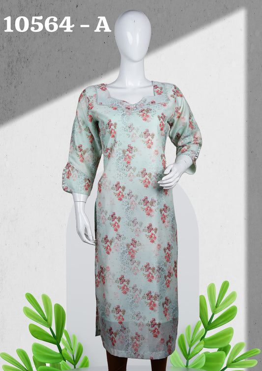 Chanderi Digital print kurthi 10564