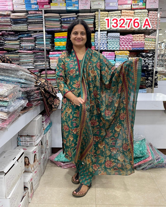 Cotton Ready To Wear Top Bottom Dhupatta set 13276