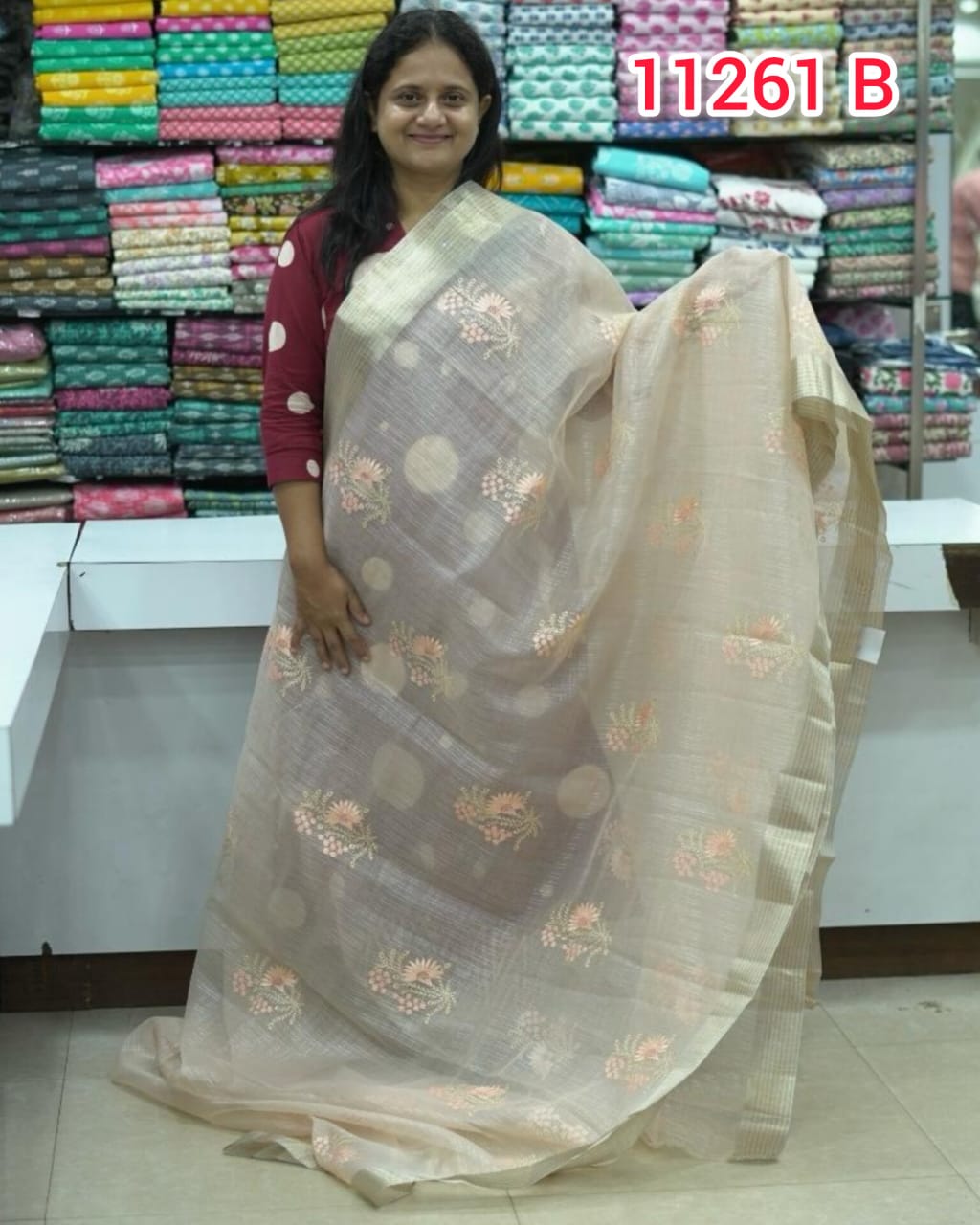 Organza Saree with Embroidery Work 11261