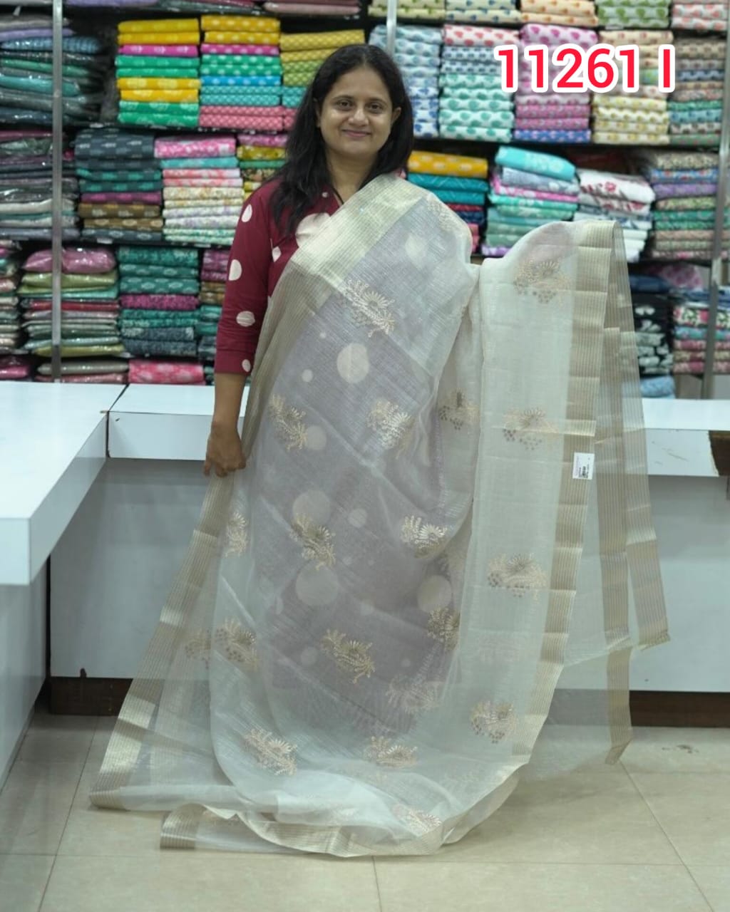 Organza Saree with Embroidery Work 11261