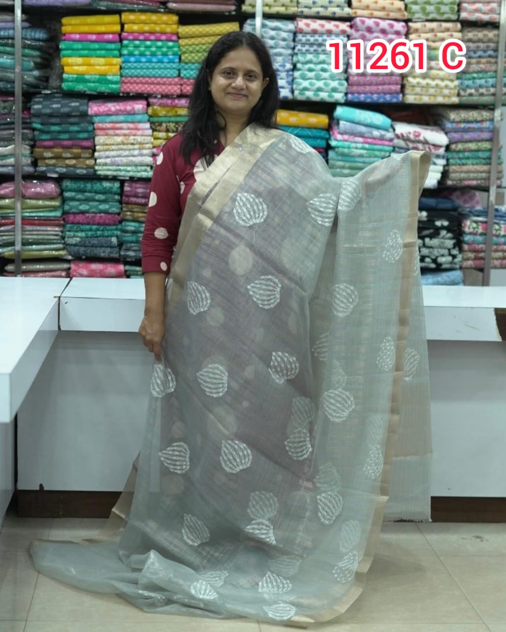 Organza Saree with Embroidery Work 11261