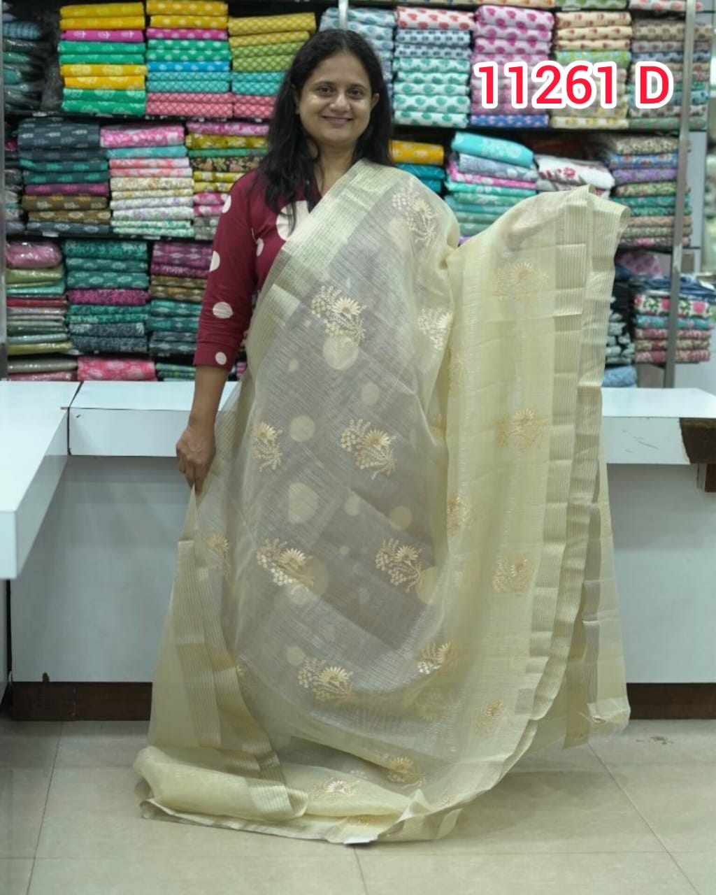 Organza Saree with Embroidery Work 11261