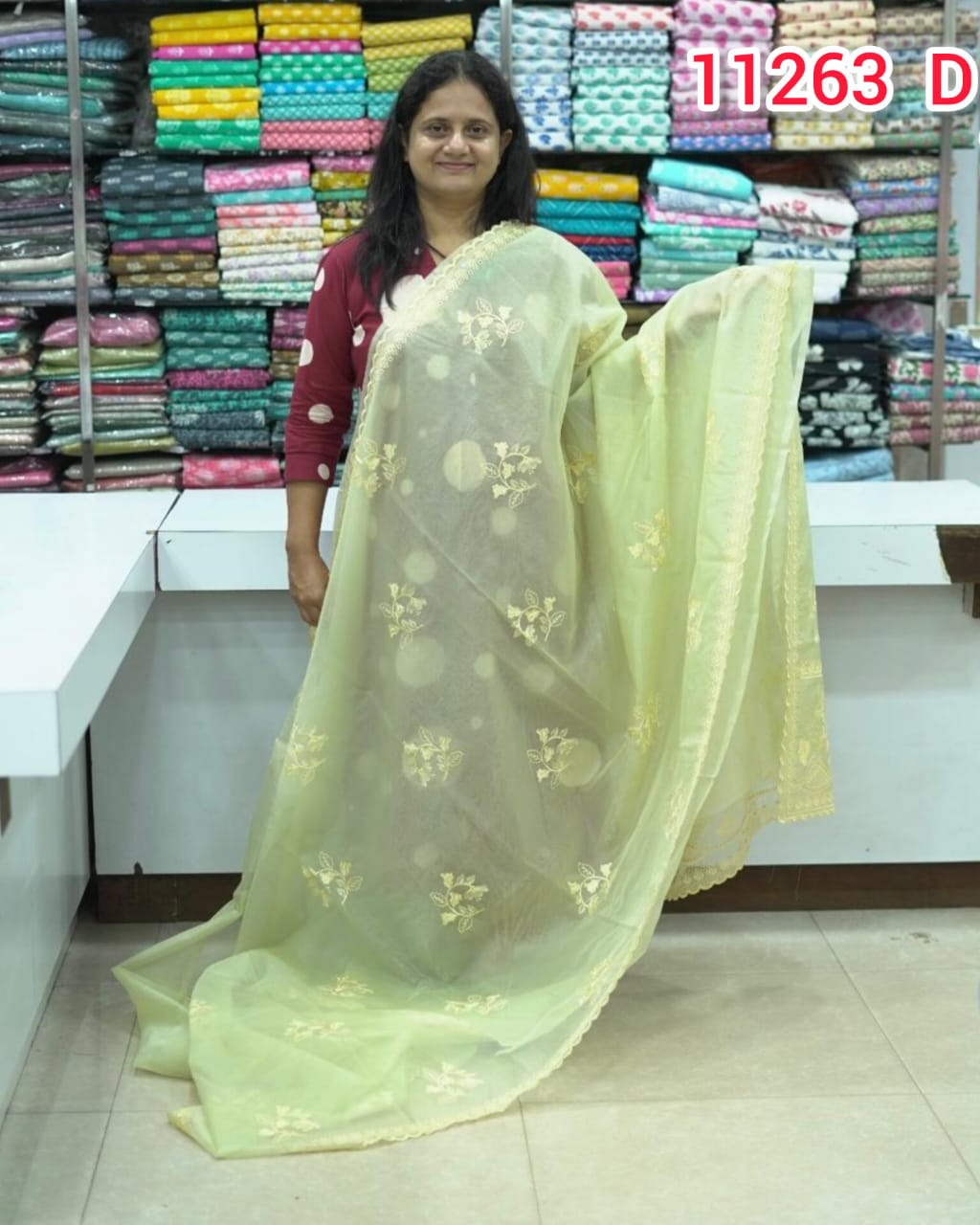 Organza Saree wth Embroidery Work 11263
