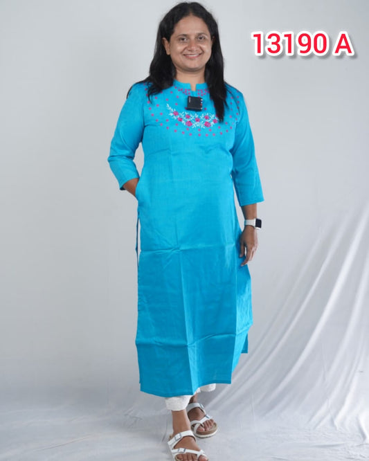 Cotton Silk Embroidery Kurthi Collections – Elegant Ethnic Wear (Code: 13190)