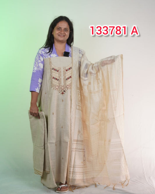 Chandheri Silk Unstitched Salwar Suits 133781