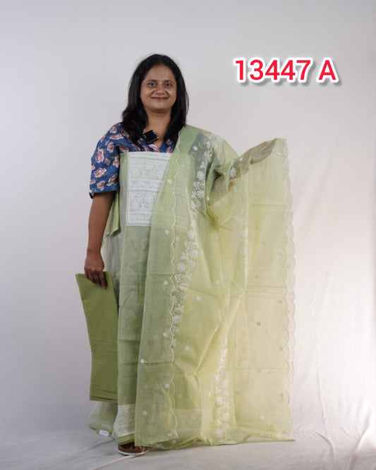 Netcotta With Embroidery Work Unstitched Salwar Suits 13447
