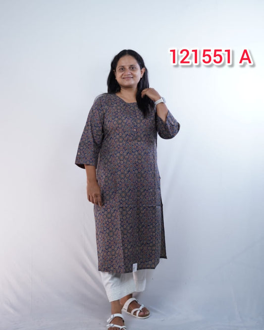 Cotton Ajrakh Kurthi Collectiions 121551
