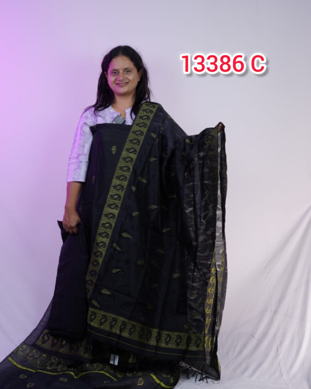Semi Tussar With Weaving Butta Work 13386