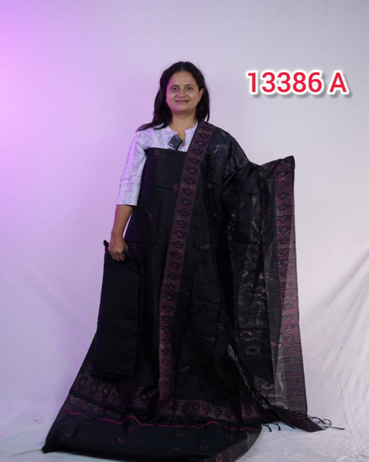 Semi Tussar With Weaving Butta Work 13386