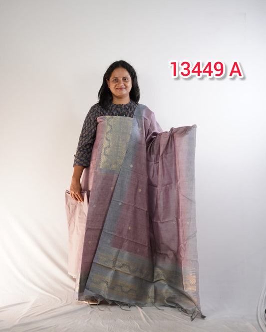 Semi Chandheri Unstitched Salwar Suits 13449