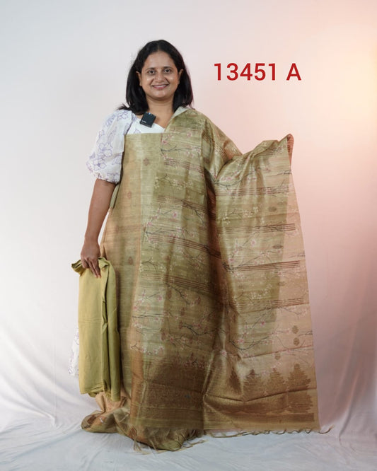 Semi Chandheri Unstitched Salwar suits 13451