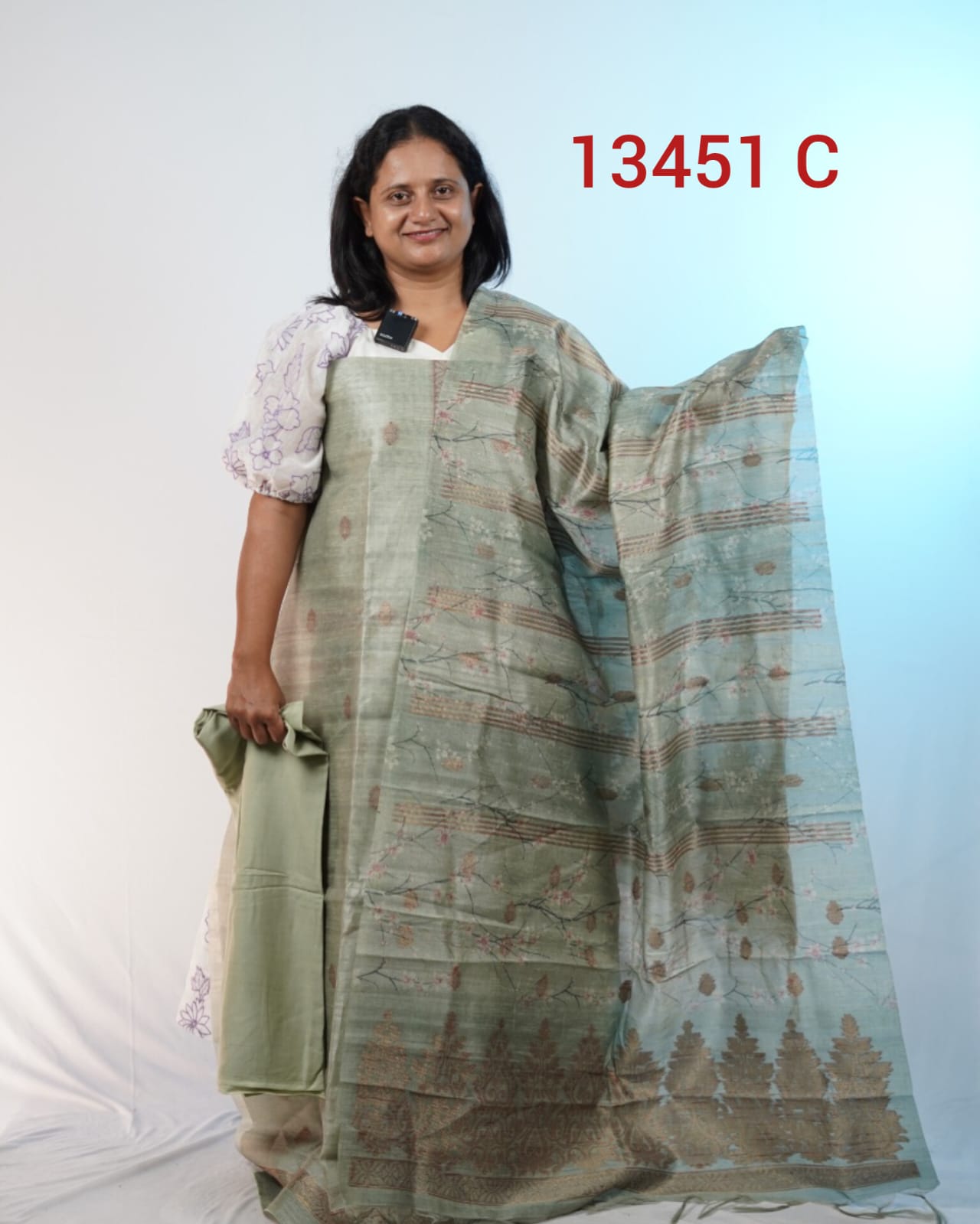 Semi Chandheri Unstitched Salwar suits 13451