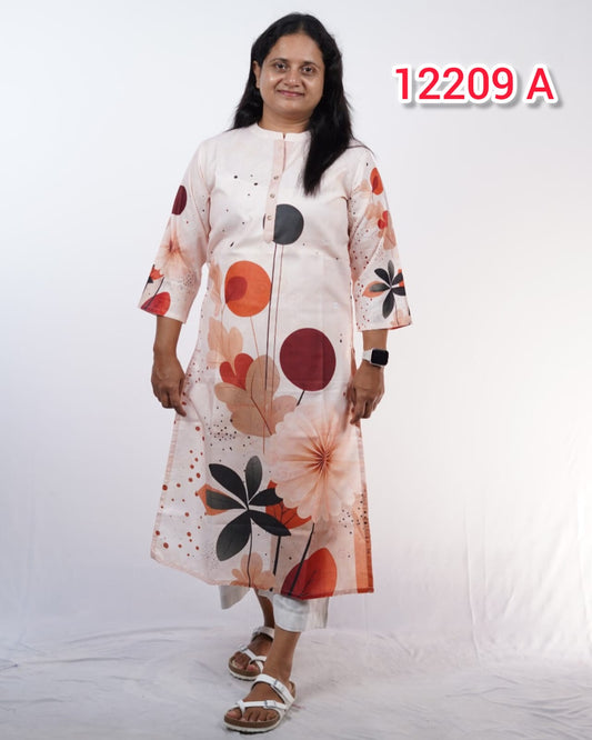 Soft Cotton Daily wear Kurthi Collections  (Code: 12209)