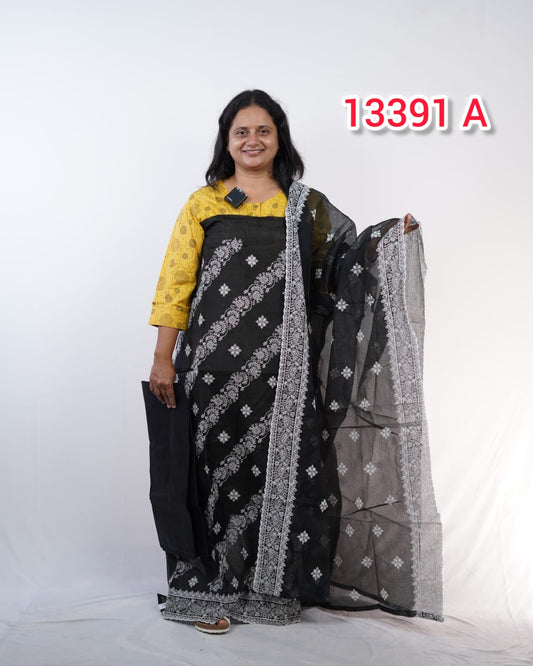 Netcotta With Embroidery Work Unstitched Salwar Suits 13391