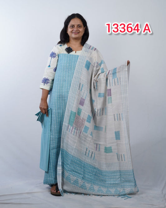 Semi Chandheri Unstitched Salwar suits 13364