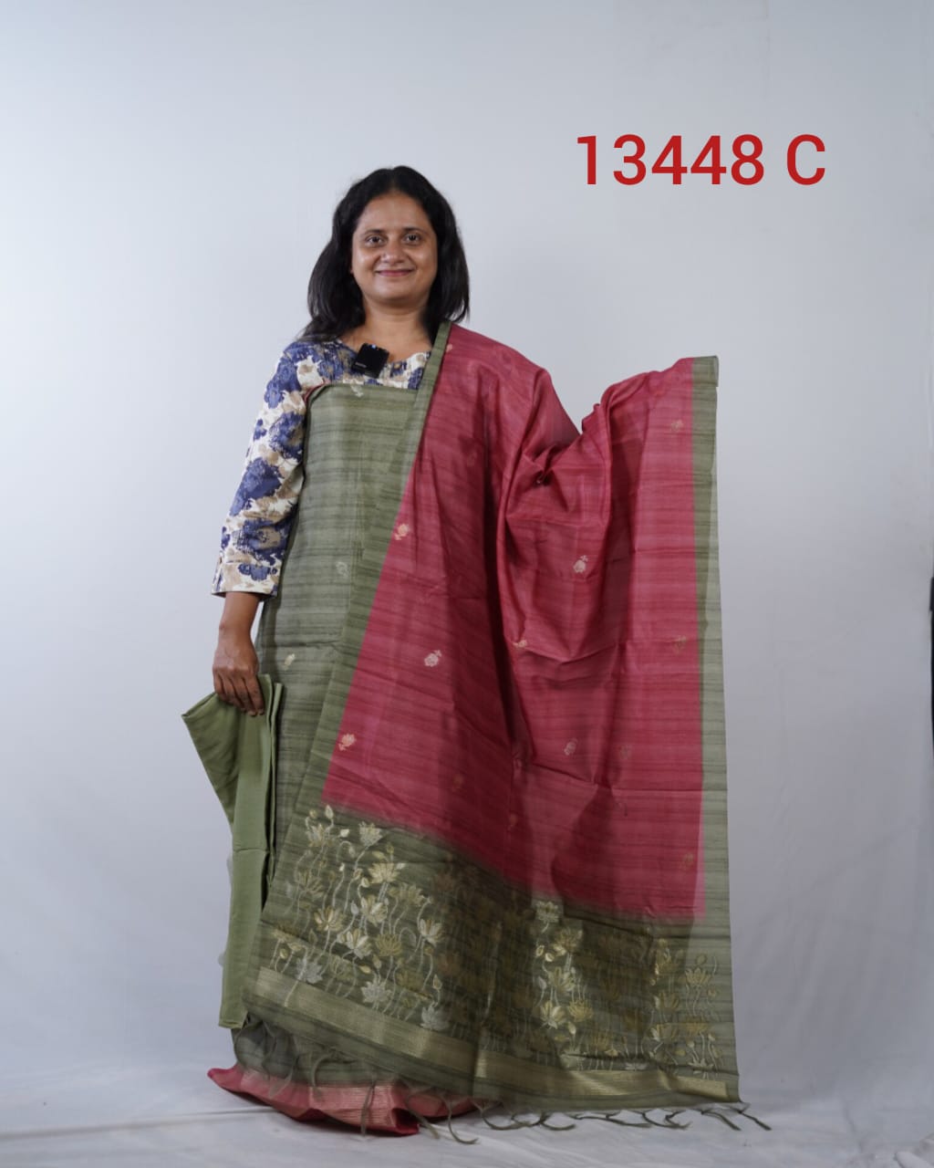 Semi Chandheri Unstitched Salwar suits 13448