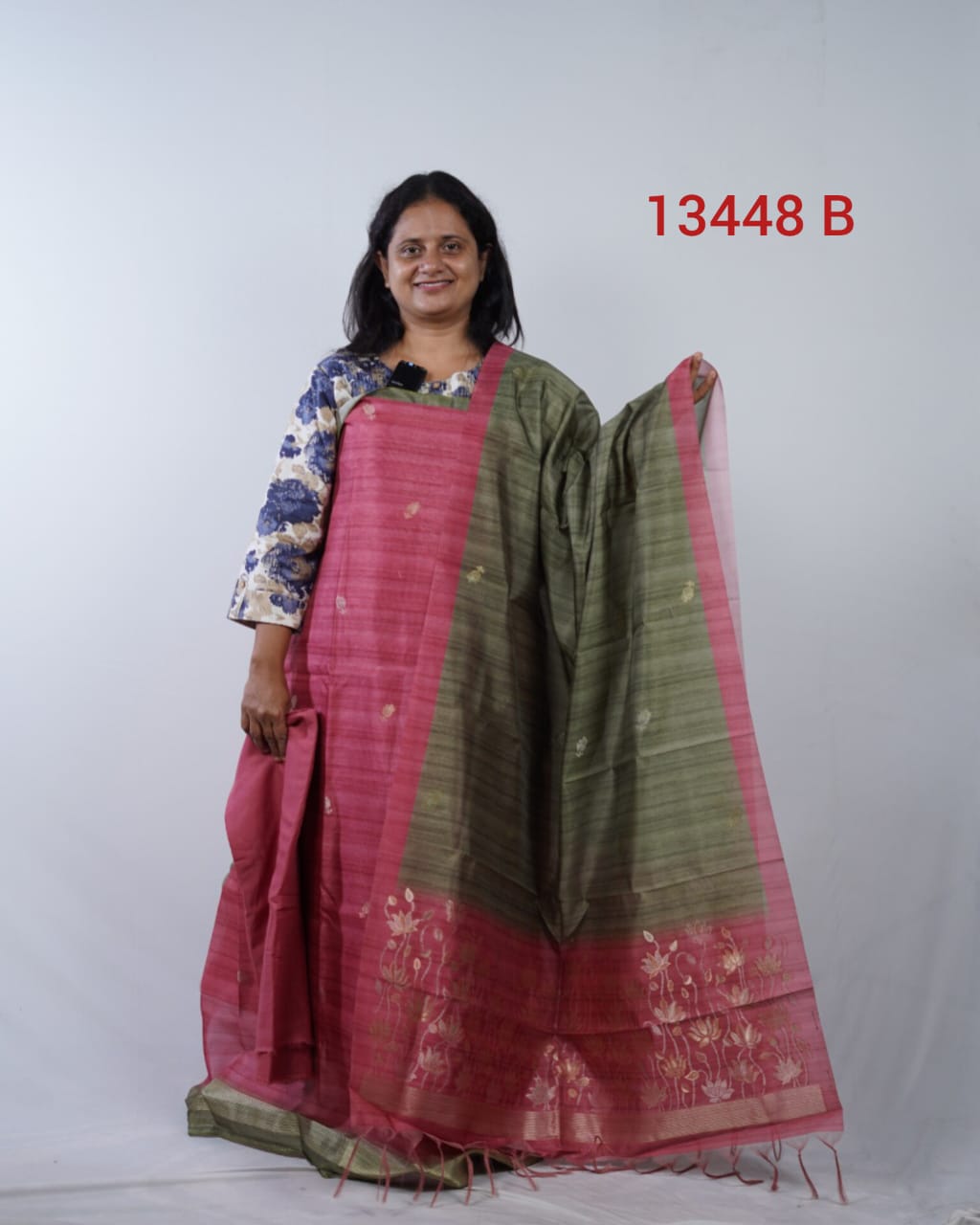 Semi Chandheri Unstitched Salwar suits 13448