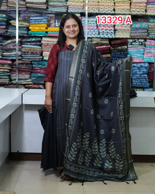 Semi Tussar Unstitched Salwar Suits 13229