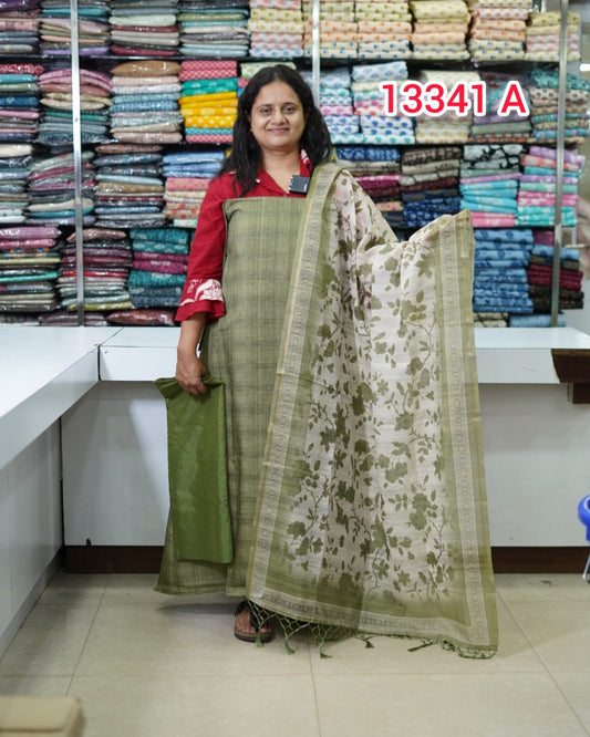 SemiChandheri Unstitched Salwar Suits 13341