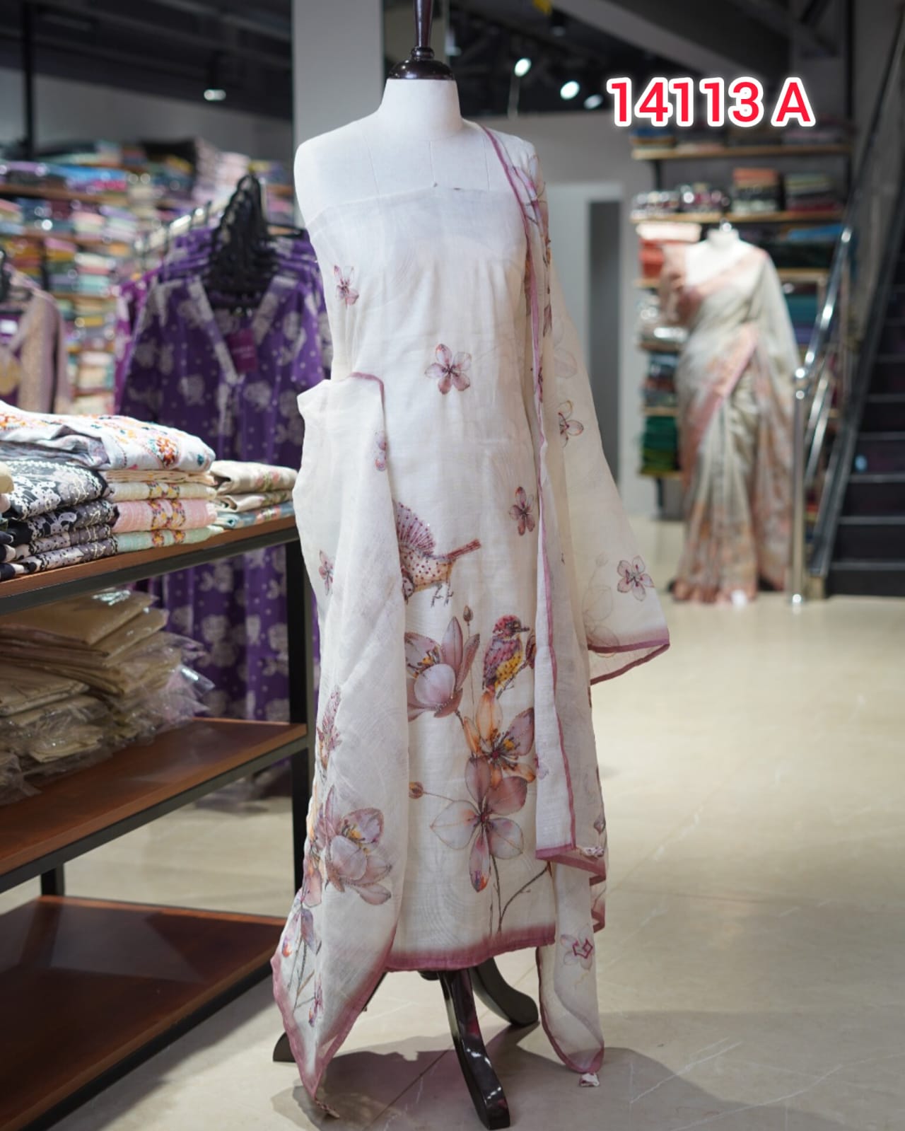 Semi Linen Embroidery Salwar Suits | Search Code 14113